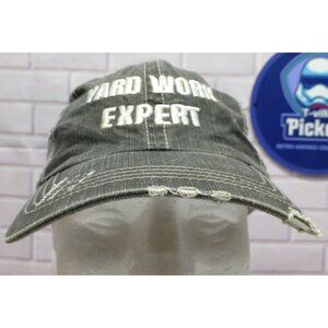 Yard Work Expert Distressed Trucker Hat With Mesh Back Adjustable Strap Gray & W
